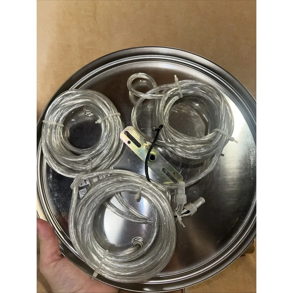 NIB Three Pendant Center Light  White Swirl Silver Modern Kitchen Dining Island
